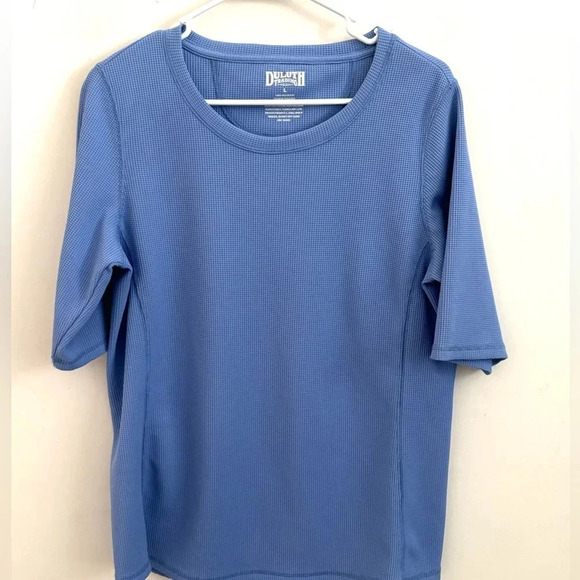 Duluth trading company scoop neck short sleeve light blue activewear tee L - Picture 1 of 3